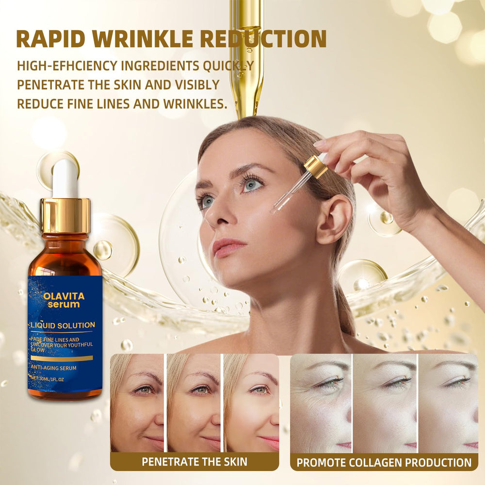 Olavita Serum applied to cheek for smooth texture and glow