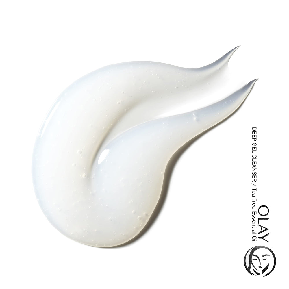 Olay Deep Gel Cleanser translucent gel forming a foamy lather during use.