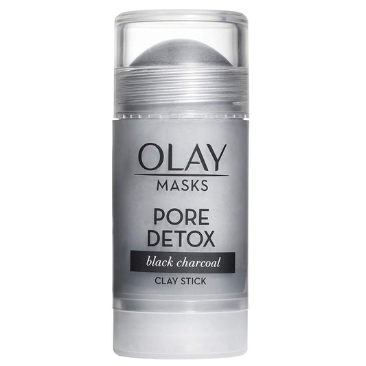 Olay Face Mask Stick charcoal-clay texture for targeted pore detox and deep cleansing.