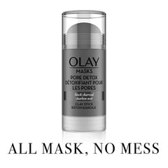 Olay Face Mask Stick sleek packaging with charcoal visuals.