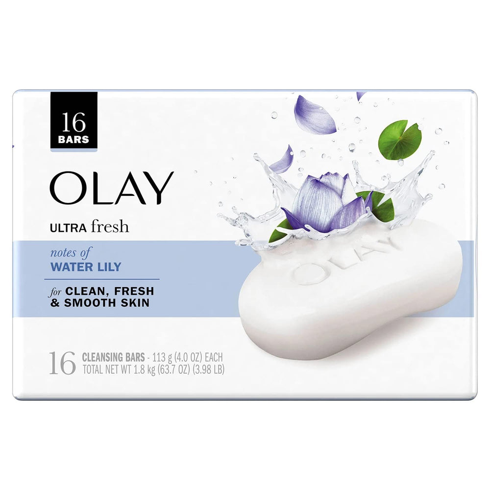 Close-up of Olay Water Lily cleansing bar with gentle lather for daily use