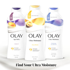 Olay Ultra Moisture packaging highlighting brand and science-backed hydration.