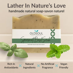 Old Soul Soap Company spearmint basil scrub bar texture with pumice