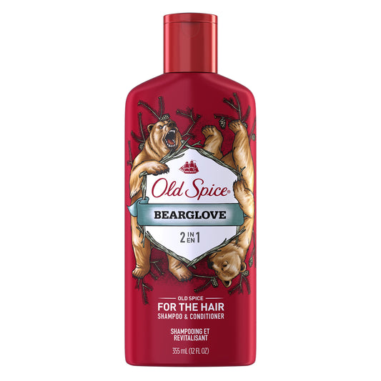 Old Spice Bearglove 2in1 bottle front showing bold branding and rugged freshness
