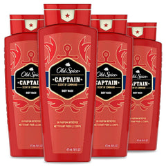 Old Spice Captain Scent bottle pour for a bold morning routine