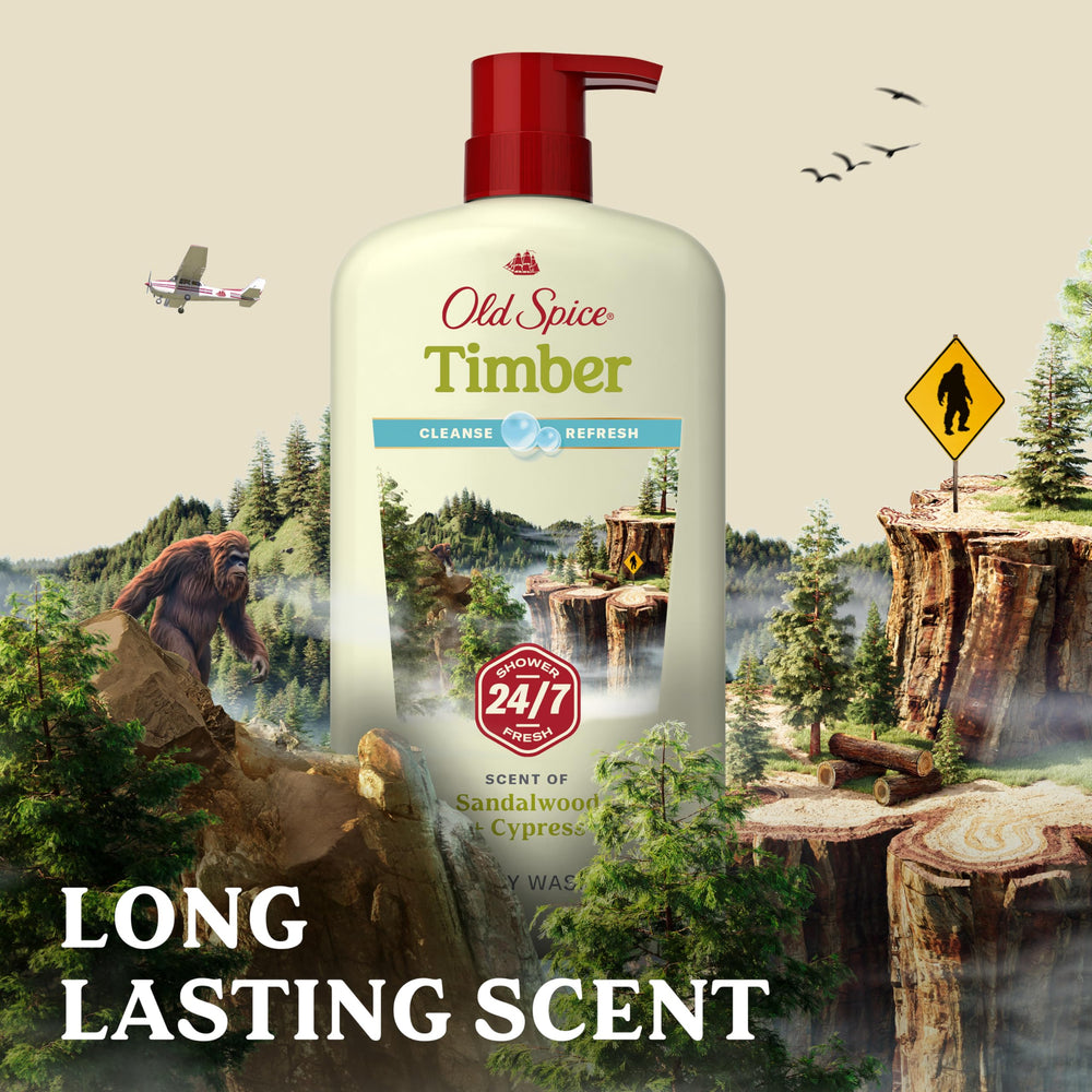 Old Spice Cleansing Body Wash bottle-side-view shows durable 30 oz size.