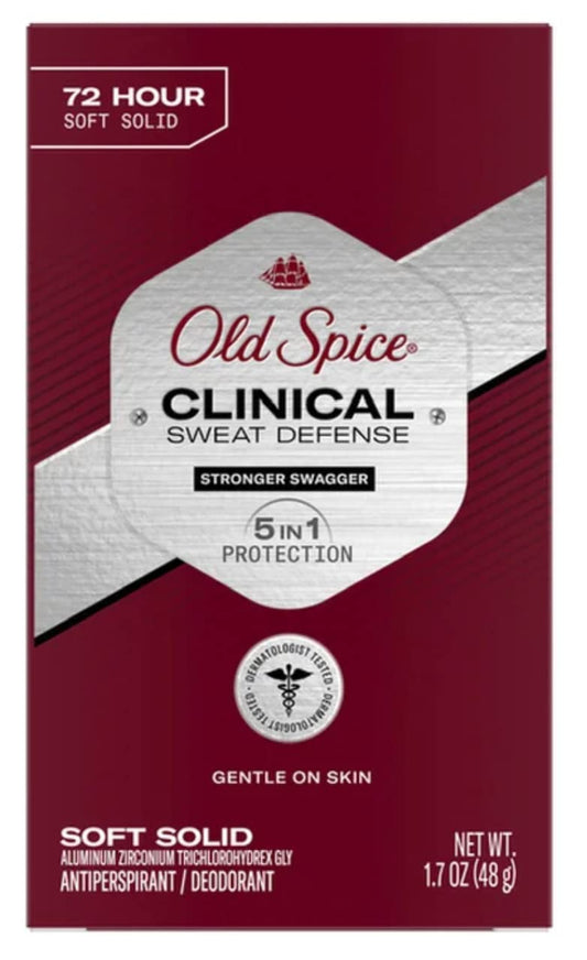 Old Spice Clinical Sweat Defense soft solid bottle close-up showing smooth application.