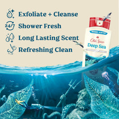 Old Spice Deep Sea Minerals foam delivering rich lather for quick cleanse.