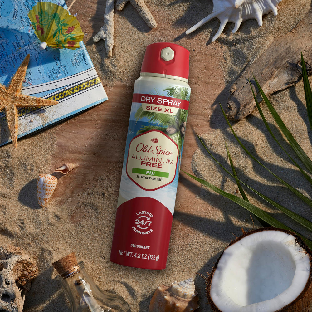 Old Spice Fiji dry spray nozzle for smooth, even application.