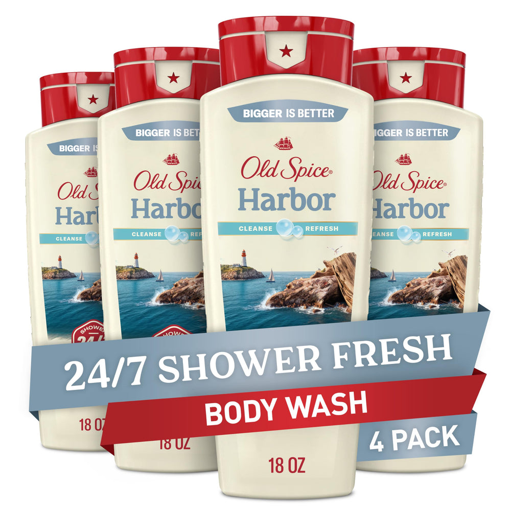 Old Spice Harbor with Coastal Breeze bottle shows long-lasting scent for daily refreshment.