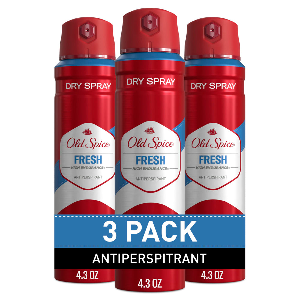 Old Spice High Endurance dry spray bottle showing long lasting freshness for daily wear