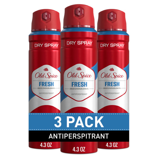 Old Spice High Endurance dry spray bottle showing long lasting freshness for daily wear