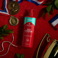 Old Spice after-shower routine with refreshing citrus fragrance.
