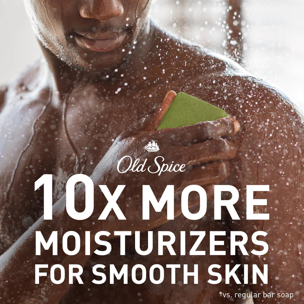 Old Spice Off the Grid sandalwood aloe scent bar soap highlighting woodsy fragrance.