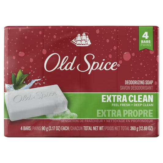 Old Spice Palm Tree bar soap packaging with four bars for daily freshness.