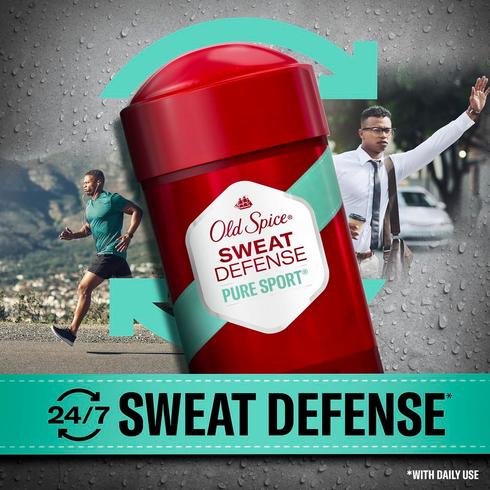 Old Spice Pure Sport soft solid sleek stick design highlights premium packaging.