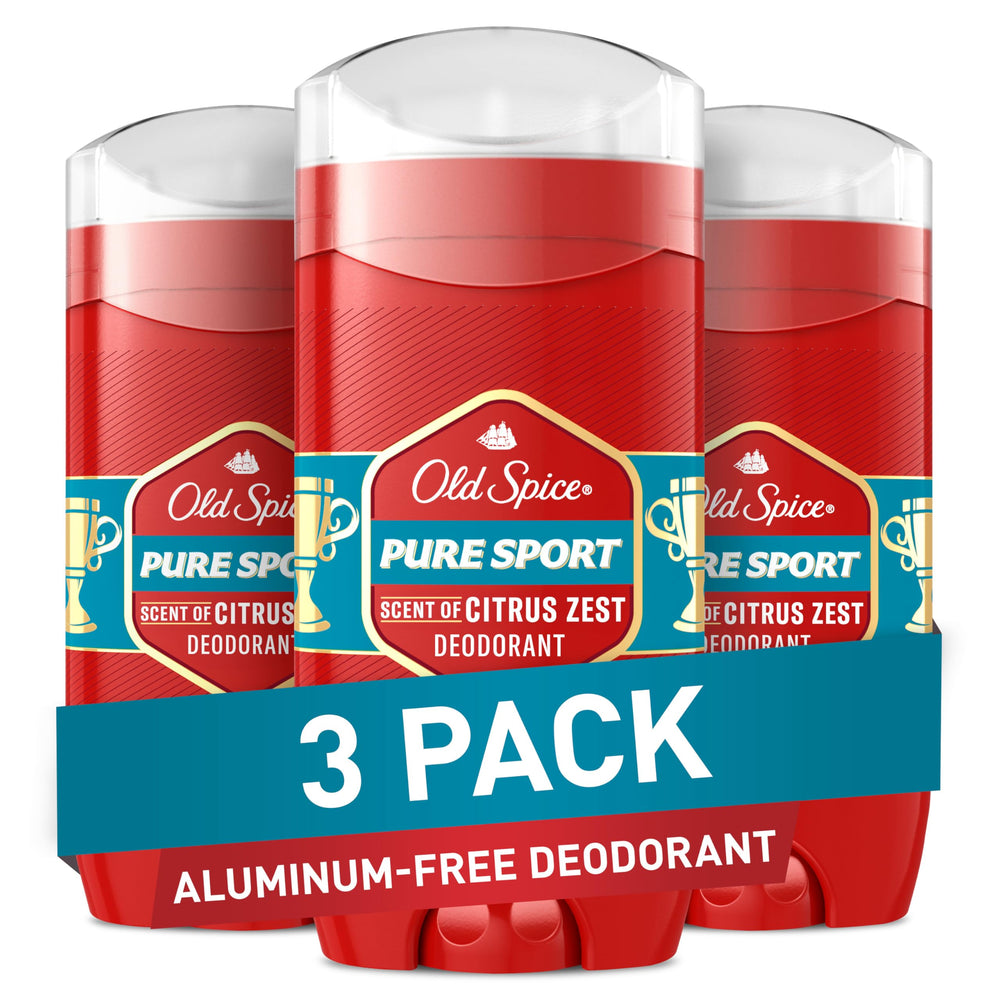 Old Spice Red Collection Pure Sport pack 3 front view shows bold citrus freshness