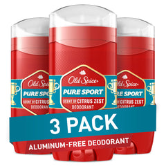 Old Spice Red Collection Pure Sport pack 3 front view shows bold citrus freshness