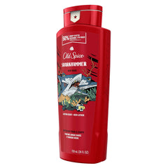 Old Spice Sharkhammer after-shower feel with lasting fragrance for the day.