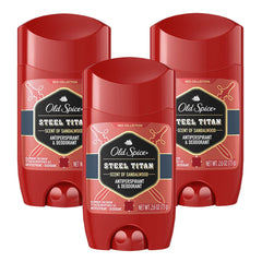 Old Spice Steel Titan front bottle shows bold scent and durable protection.