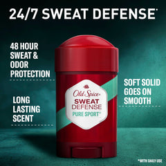 Old Spice Sweat Defense Soft Solid lemon-lime scent close-up on label and cap.