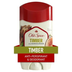 Old Spice Timber Sandalwood two-pack deodorant stick delivers long-lasting daily freshness.