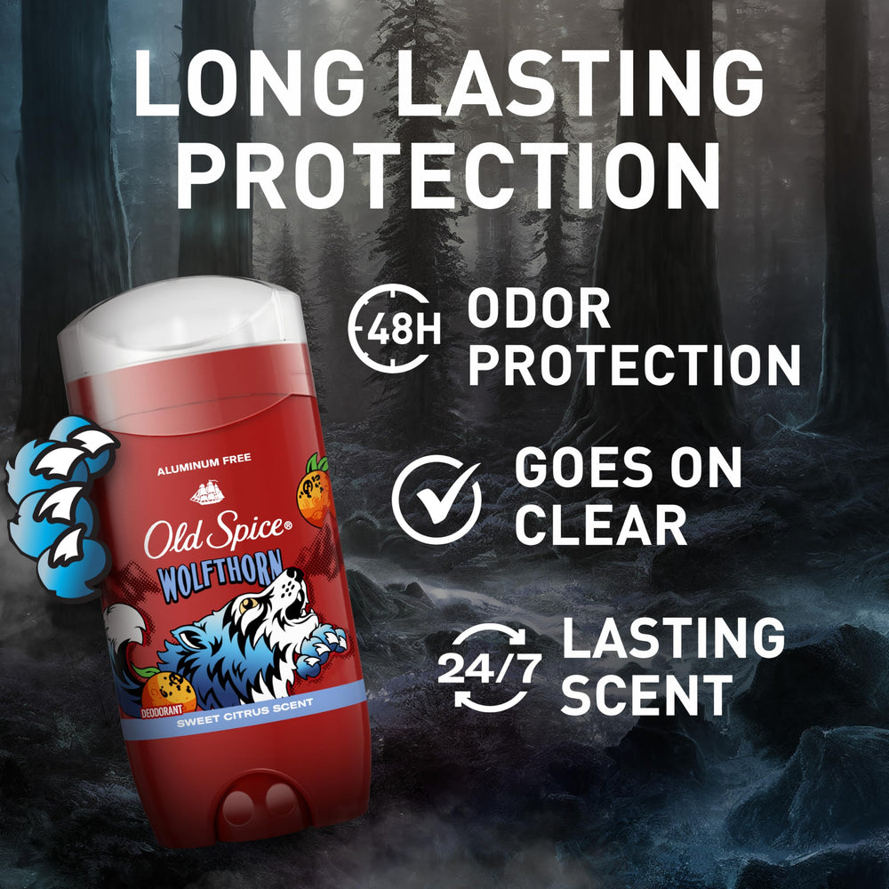 Old Spice Wolfthorn deodorant stick on skin with clear application