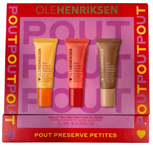 Ole Henriksen Pout Preserve Petites Trio Citrus Sunshine, hydrating lip treatment for smooth, refreshed lips.