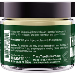 Close-up of Oleavine TheraTree Balm texture emphasizing silky absorption.