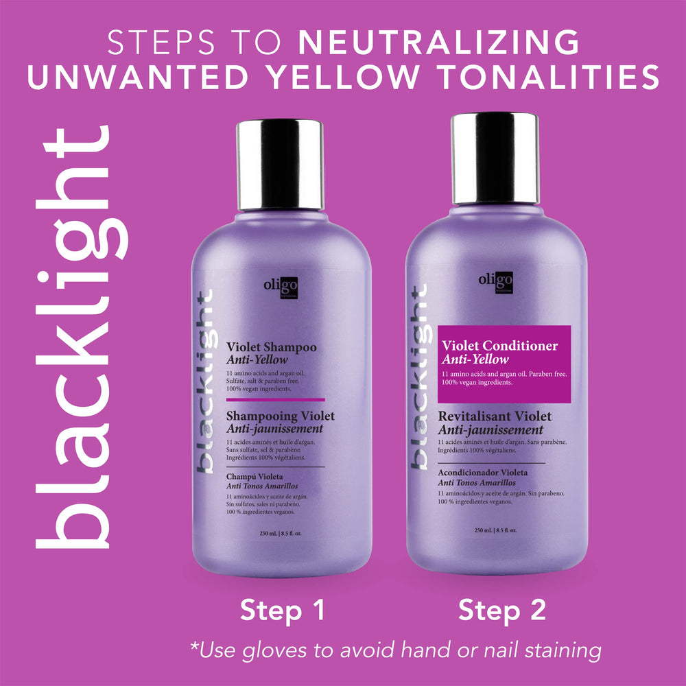 Oligo Blacklight Violet Conditioner close-up on key ingredients