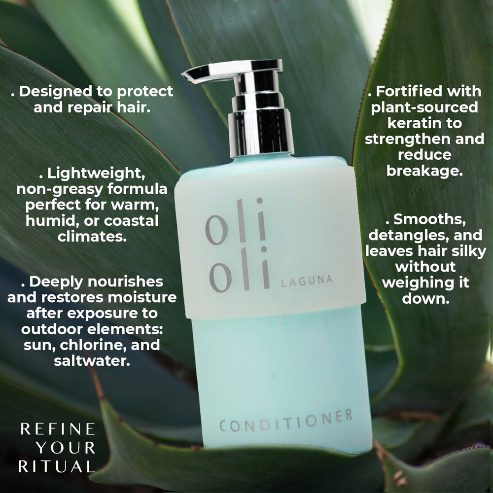 Creamy texture of OLIOLI Hydrating Repair Conditioner indicates rich hydration