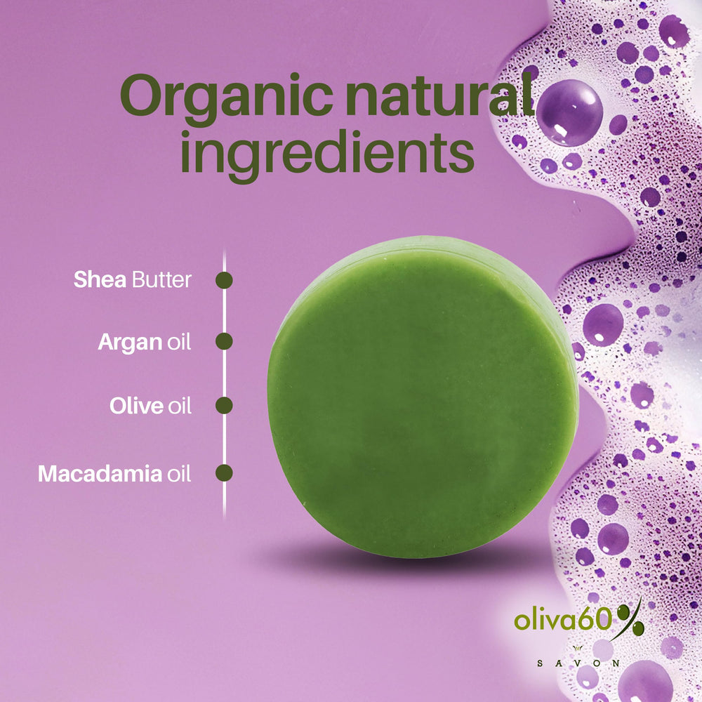 Oliva60 Rosemary Conditioner Bar on hair application demonstrates detangling and smooth finish.
