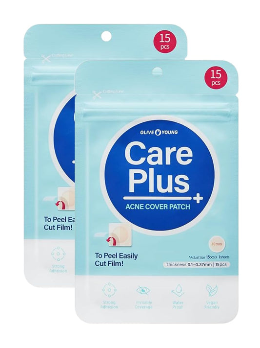 OLIVE YOUNG Care Plus Spot Patch close-up of packaging for quick blemish coverage