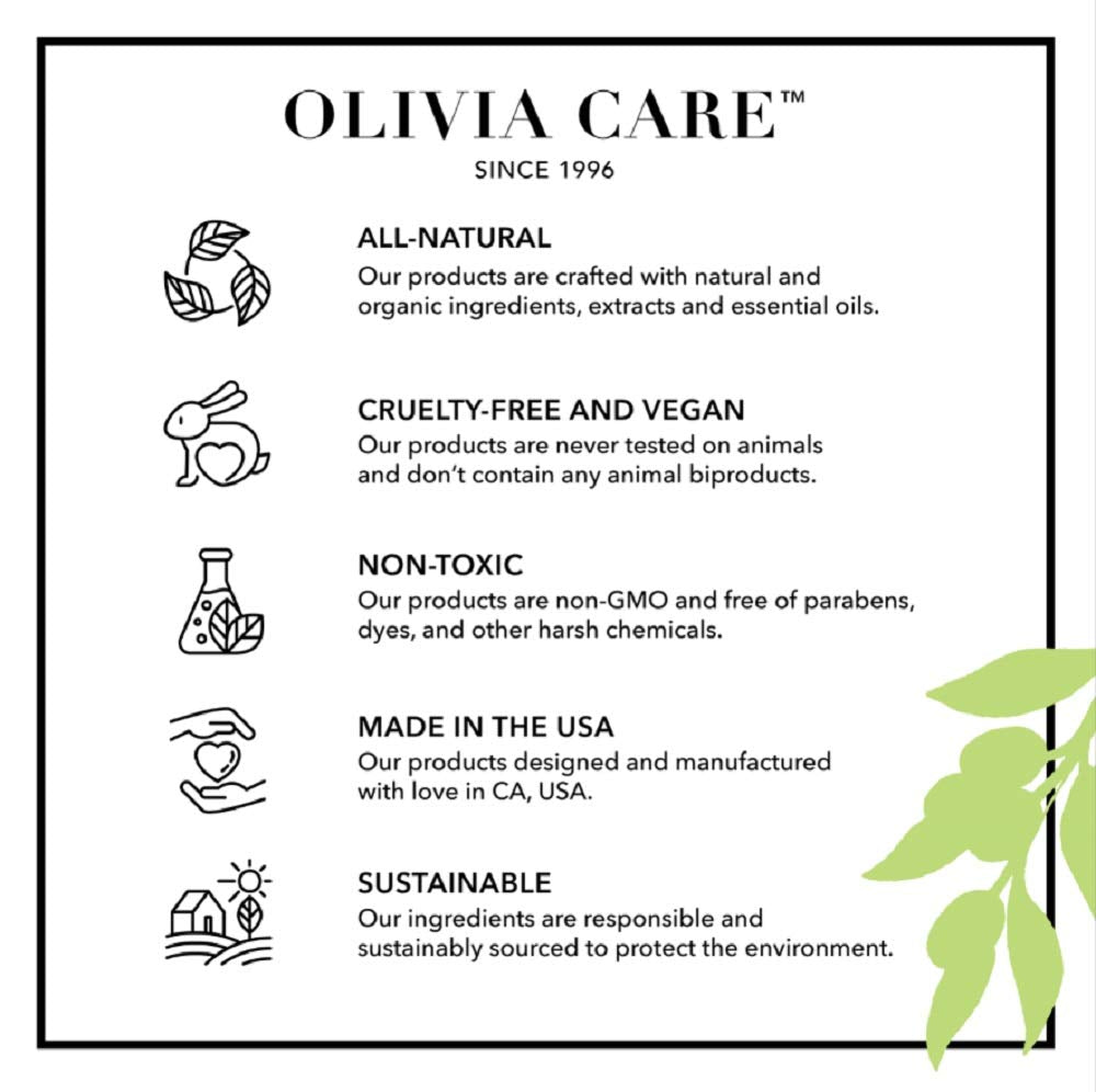 Olivia Care made in USA cruelty-free label on packaging