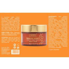 Om She Paraben-free label signals clean, skin-friendly night care.