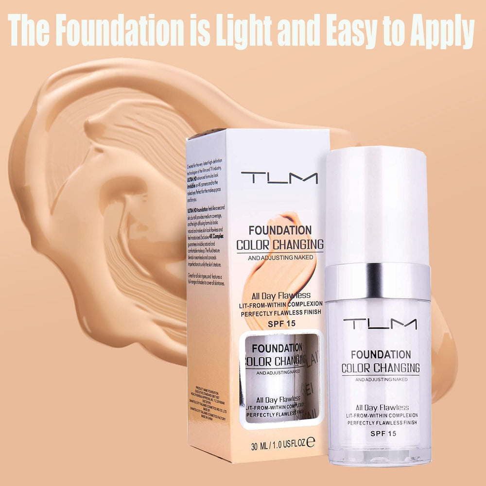 Omaky colour-changing foundation bottle pump close-up with sleek design