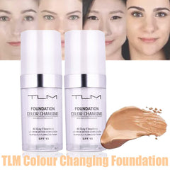 Omaky colour-changing foundation swatch showing instant shade match