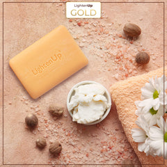 Textured surface of OMIC Lighten-Up bar highlighting ingredients.