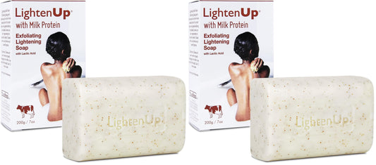 OMIC Lighten-Up lactic acid soap pack 2 front view for a brightening routine