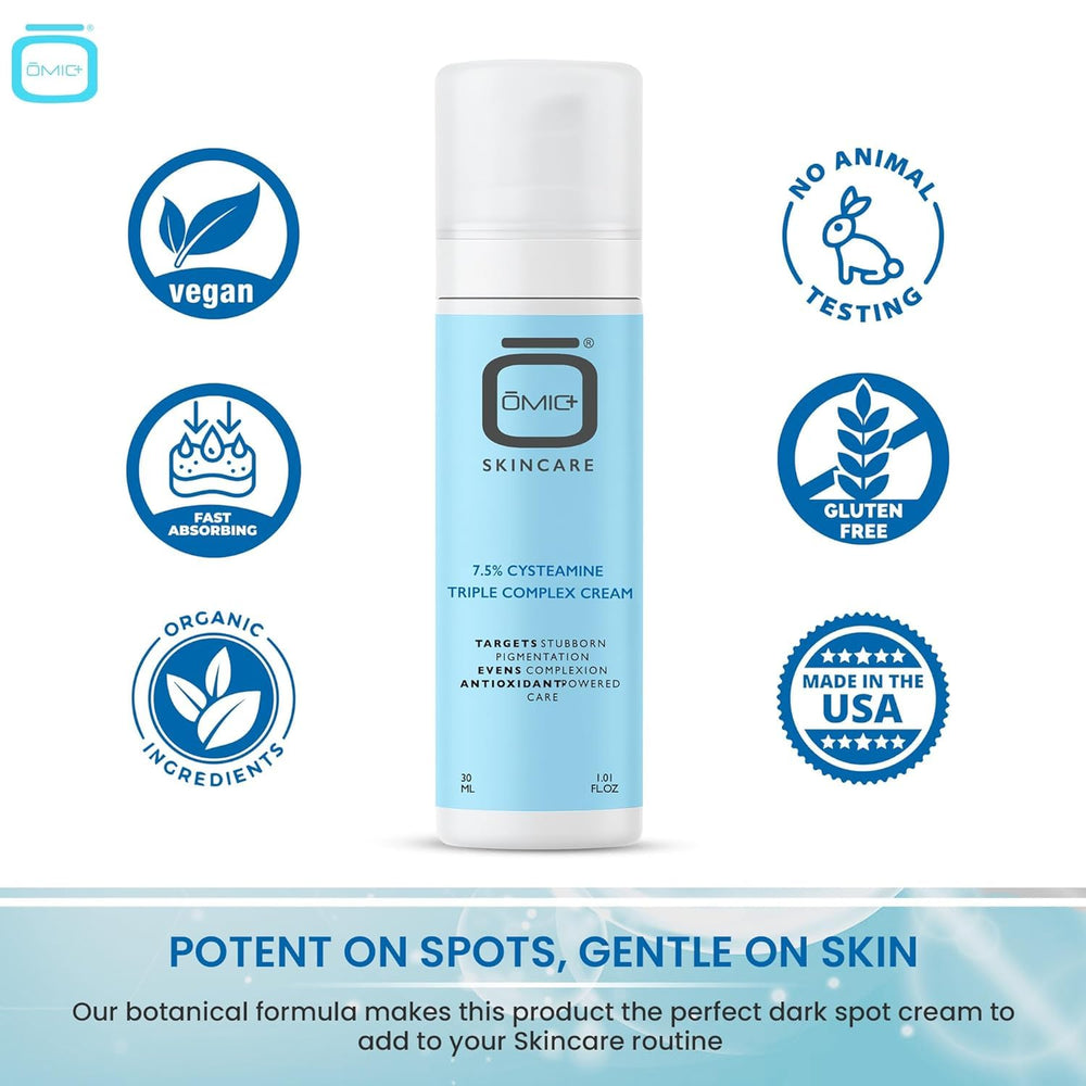 OMIC+ Skincare triple complex ingredients swirl for balanced tone