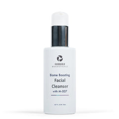 Omni Bioceuticals Biome Boosting Cleanser bottle shows a hydrating gel formula for daily use.