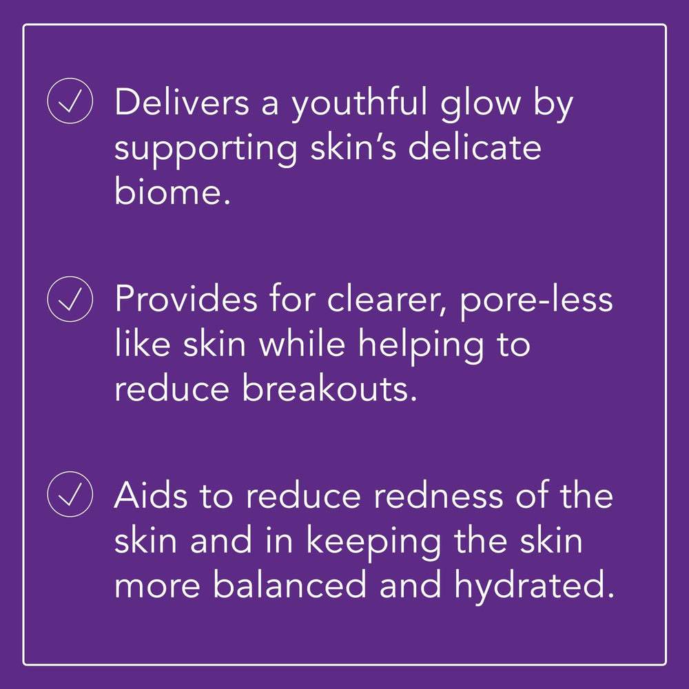 Omni Bioceuticals Biome Boosting Cleanser label front features chamomile oil for calming irritation.