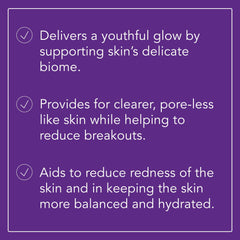 Omni Bioceuticals Biome Boosting Cleanser label front features chamomile oil for calming irritation.