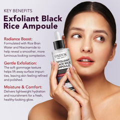 Applying OMZOK Peel Shot Glow Rice Ampoule to the face for pore refinement