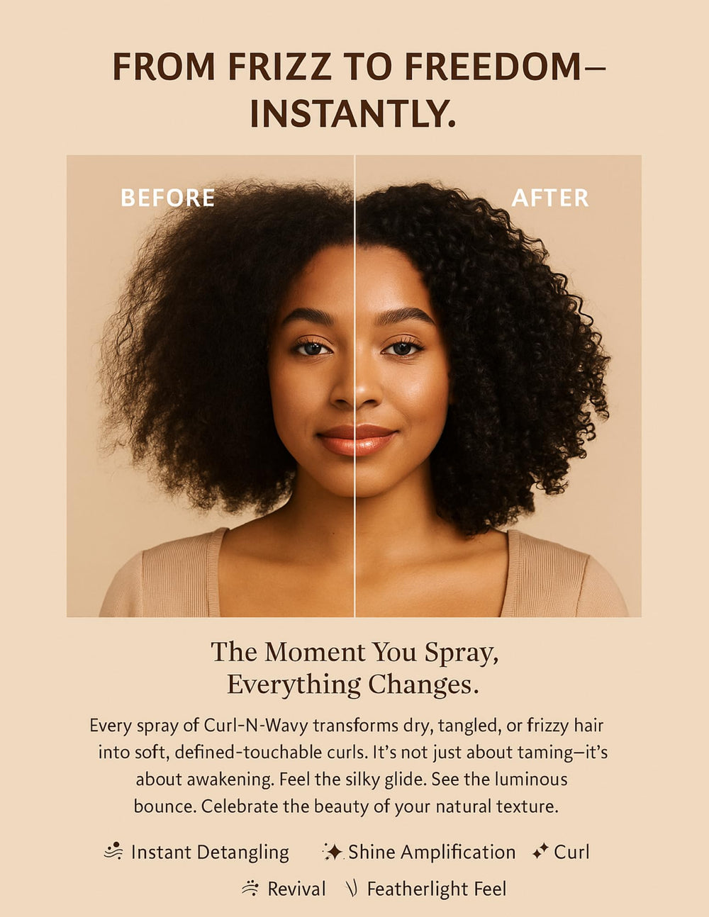 On Natural Curl-N-Wavy cream texture captured to emphasize lightweight conditioning.