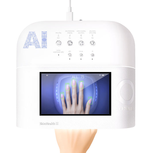 ONAIL AI precision scan live view display shows real-time nail targeting for consistent curing.