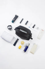 Onbagway toiletry bag carrying handle demonstrated for convenient hanging