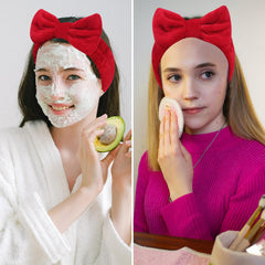 Ondder spa headband in rose-red adds a cheerful touch to your skincare routine.