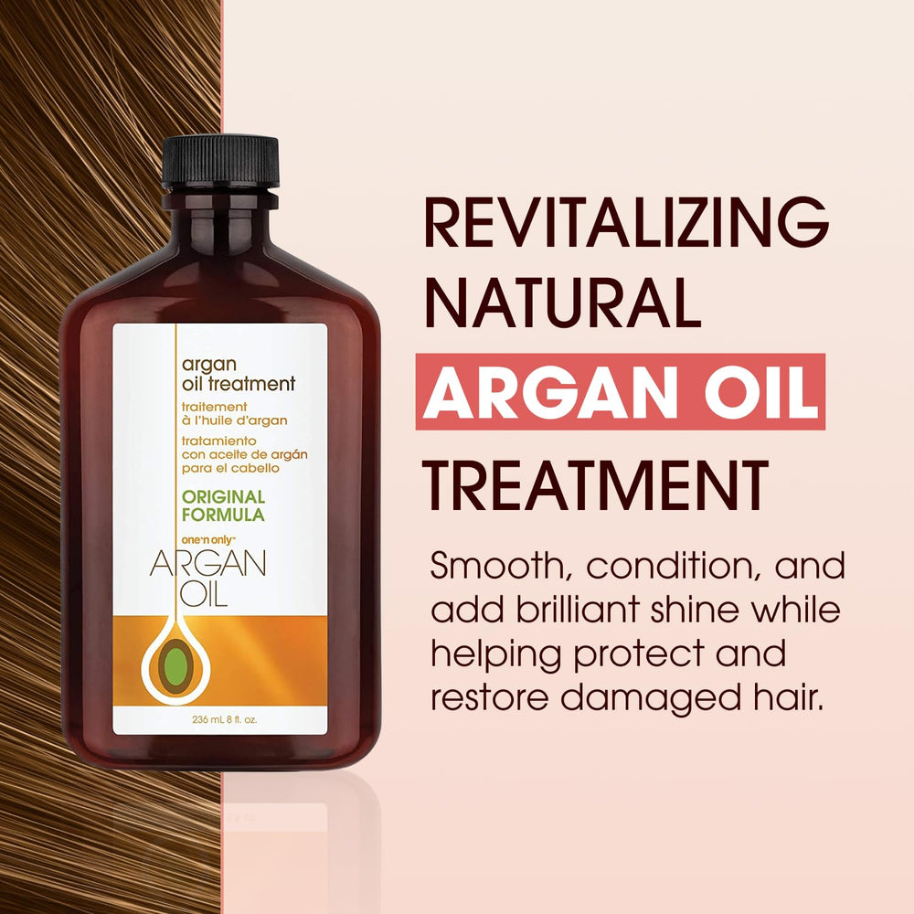 One 'N Only Argan Oil Hair Treatment on ends delivers glossy, frizz-free shine.