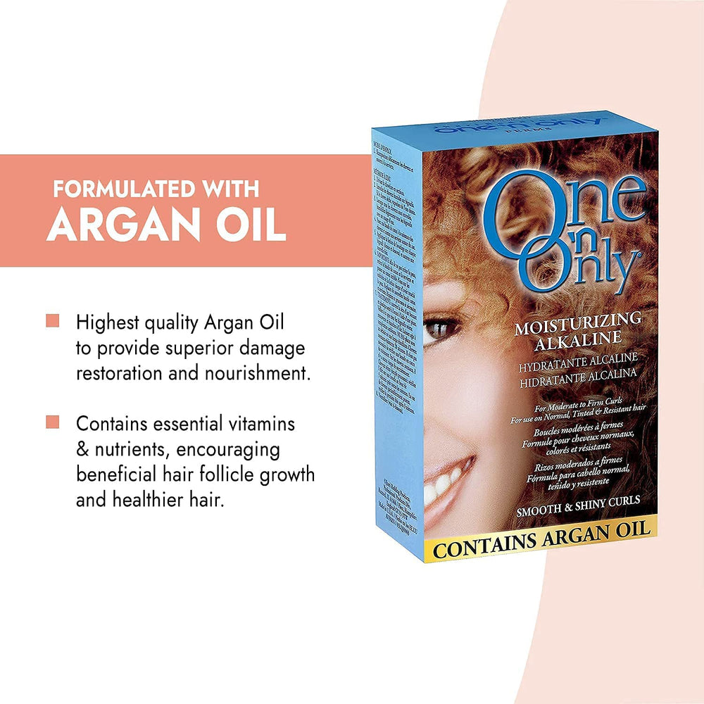 One 'n Only perm lotion application shows controlled curl definition and easy manageability.